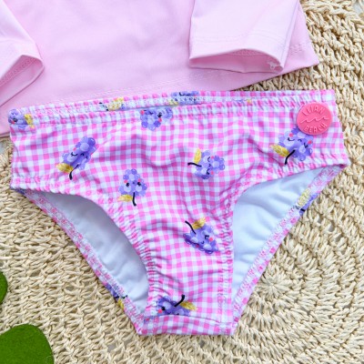 Linha Praia - Conj. Blusa Manga Longa Grapes e Calcinha com Proteção UV50+ - Rosa